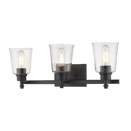 Z-Lite Bohin 3 Light Vanity, Matte Black And Clear Seedy 464-3V-MB
